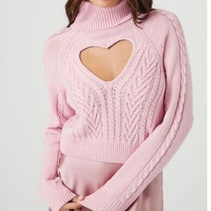 FREE SHIPPING! Cute pink heart cutout sweater